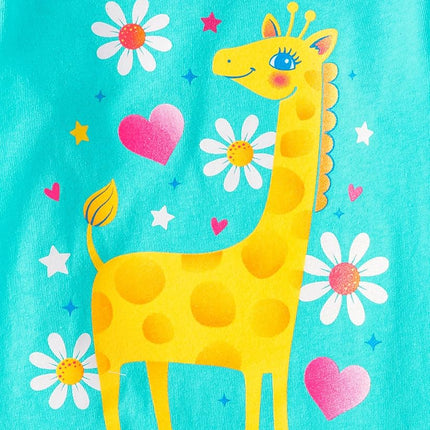 The Children's Place Baby Toddler Girl Short Sleeve Graphic T-Shirt 3-Pack, Unicorn/Giraffe/Bunny, 12-18 Months
