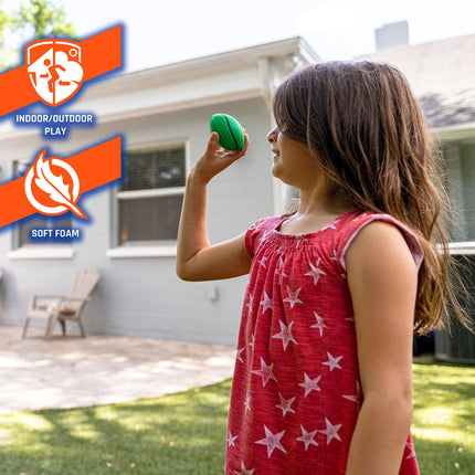 Nerf Franklin Sports Micro Foam Sports Ball Set - 3pc Kids Foam Mini Football, Soccer Ball, Basketball - Green, Orange, Red