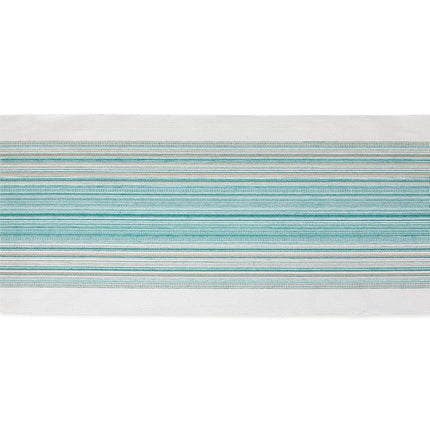 DII Fringed Stripe Tabletop, Table Runner, Cotton, Teal, 14x72