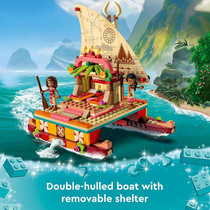 LEGO | Disney Princess Moana's Wayfinding Boat Set, Building Toy with Moana and Sina Mini-Dolls plus a Dolphin Figure, Creative Gift for Kids, Girls and Boys Aged 6 Plus 43210