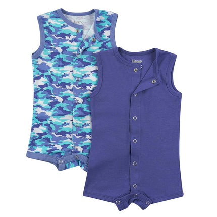 Hanes unisex-baby Ultimate Sleeveless Rompers for Boys & Girls, 2-pack, Purples, 18-24 Months