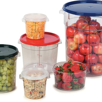 Carlisle FoodService Products Storplus Round Food Container Storage Container with Stackable Design for Storage, 8 Quart, Clear, (Pack of 12)