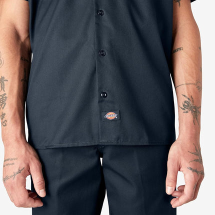 Dickies Men's Short Sleeve Work Shirt, Navy, 4X-Large Big Tall