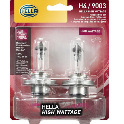 HELLA H4 100/55WTB High Wattage Bulbs, 12V, 2 Pack