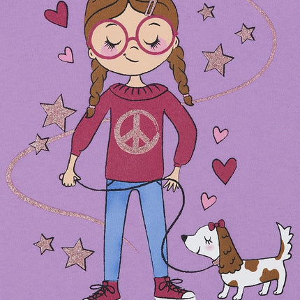 The Children's Place Camiseta gráfica de manga corta para niñas, paquete de 2, Perro niña/Gato niña, 18-24 meses
