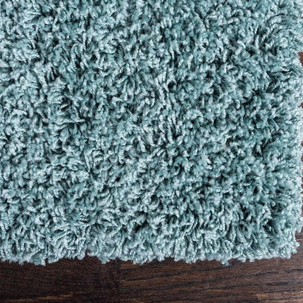 Unique Loom Solo Solid Shag Collection Modern Plush Light Slate Blue Runner (3' x 10')