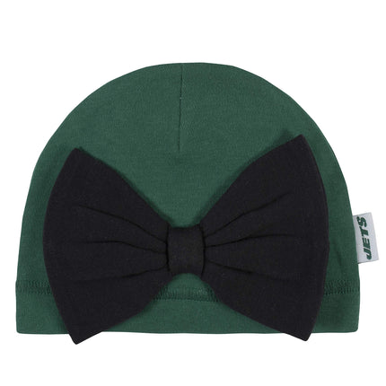 NFL Conjunto de 3 piezas de mameluco, pantalón con pie y gorro, niña rosa, New York Jets, 0-3M