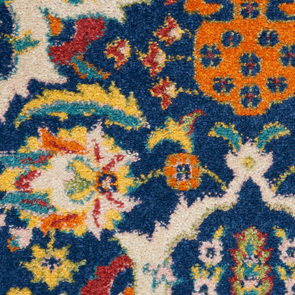 Nourison Allur Contemporary Navy Multicolor 5'3" x 7'3" Area Rug, Easy Clean, Non Shedding, Bed Room, Living Room, Dining Room, Kitchen (5x7)