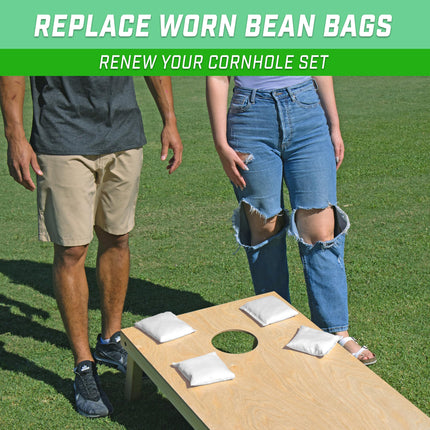 GoSports Cornhole Bean Bags Set of 4 - Regulation All Weather - Classic White
