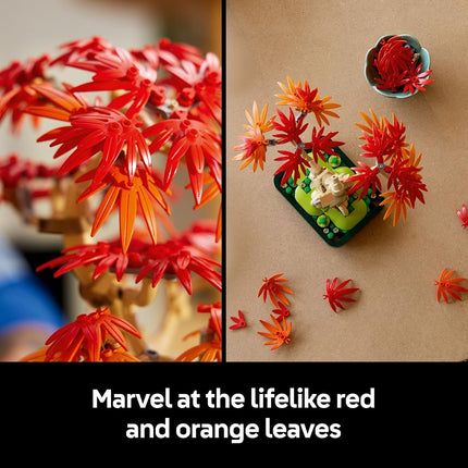 LEGO Botanicals Japanese Red Maple Bonsai Tree - Artificial Plant Building Set with Red & Orange Leaves, plus a Buildable Pot - DIY Home Decor Gift For Adults - 10348