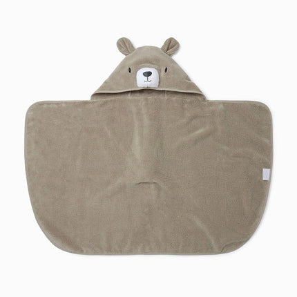 MORI Hooded Bear Towel in Organic Cotton, Taupe One Size
