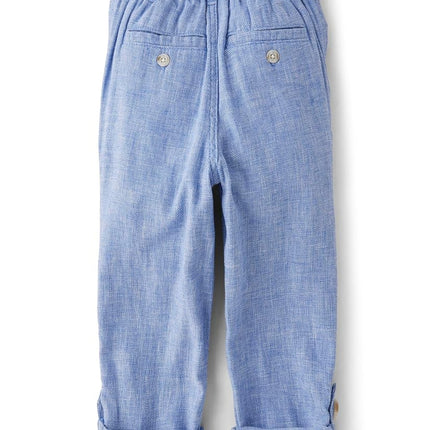 Gymboree, y Pantalones de Lino con Cordón para Bebé, Niño Azul, Talla 12