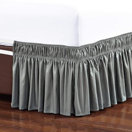 Elegant Comfort Three Fabric Sides Wrap Around Elastic Style Solid Bed Skirt, Easy On/Easy Off Dust Ruffled Bed Skirts 16 Inch Tailored Drop, Wrinkle and Fade Resistant