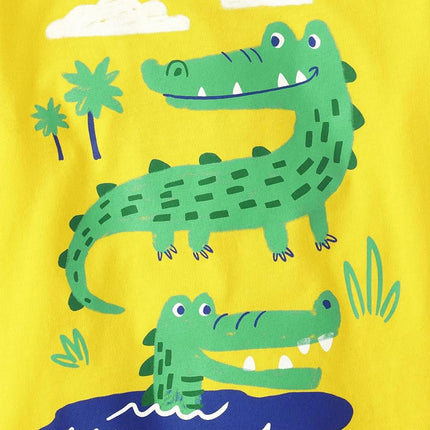 The Children's Place Boys' and Toddler 4-Pack Short Sleeve Graphic T-Shirt, Shark/Gator/Giraffe/Tiger, 5T