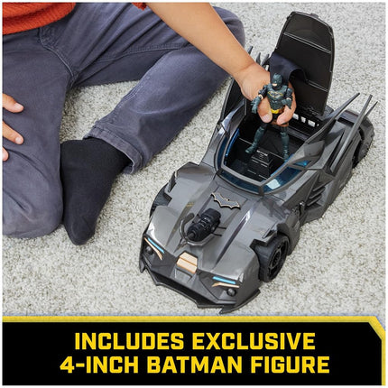 DC Comics, Crusader Batmobile Playset with Exclusive 4-inch Batman Figure, 3 Super-Villain Paper Figures, Kids Toys for Boys and Girls Ages 4+