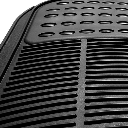 FH Group Automotive Floor Mats Black Universal Fit Heavy Duty Rubber for All Weather Protection fits Most Cars, SUVs, and Trucks, 4 Piece (Full Set Trimmable) F11305BLACK