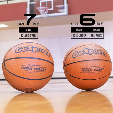 GoSports Indoor/Outdoor Rubber Basketballs - Six Pack of Size 7 Balls with Pump & Carrying Bag