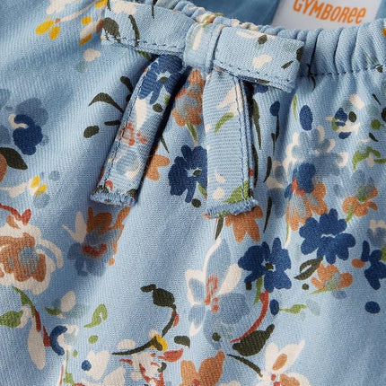 Gymboree Girls' One Size and Toddler Short Sleeve Casual Printed Dresses, Blue Flowers, 6