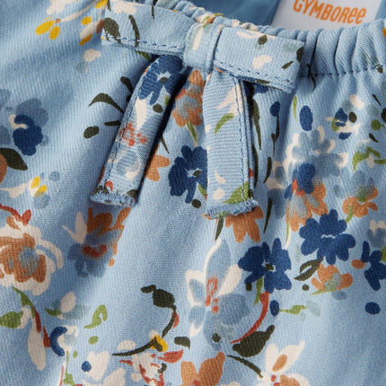Gymboree Girls' One Size and Toddler Short Sleeve Casual Printed Dresses, Blue Flowers, 6