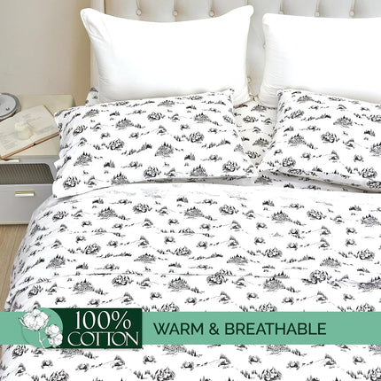 Elegant Comfort Ultra Soft 4-Piece 100% Turkish Cotton Flannel Sheet Set - Holiday Christmas Flannel Sheets, Warm and Cozy Premium Quality, Deep Pocket Fitted Sheet- Twin XL, Winter Cabin