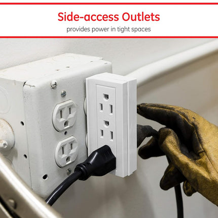 GE 6-Outlet Extender, 3 Pack, Side Access Wall Tap, 3-Prong, Multiple Plug, Vertical Power Splitter, Cruise Essentials, Use for Home Office School Dorm Garage, White, 48662