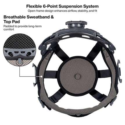Klein Tools 60401T2 Type 2 Hard Hat, Vented Full Brim, Class C, 6-Point Suspension with Accessory Mounts and Washable Padding