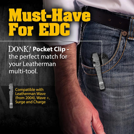 Donk! Pocket Clip compatible with Wave, Wave Plus+, Alpha, Surge & Charge AL, ALX, Ti, XTi - Titanium TC4 - Custom Designs - Quick Release - Extra Carry Options - 'Chrono'