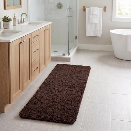 Bedford Home Memory Foam Shag Bath Mat 2-Feet by 5-Feet, Chocolate