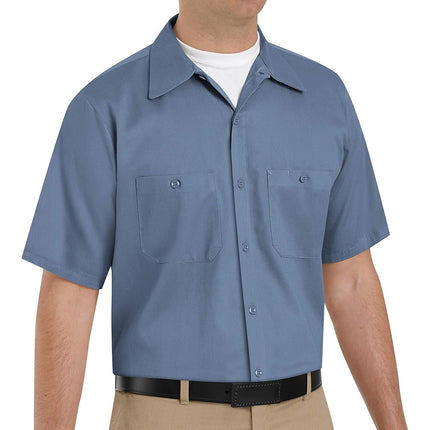 Red Kap Mens Short Sleeve Wrinkle-Resistant Cotton Work Shirt Postman Blue Small