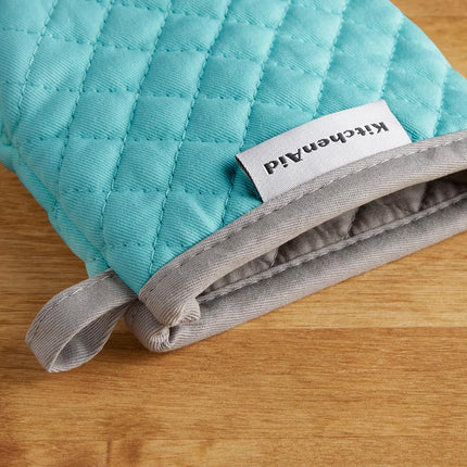 KitchenAid Asteroid Mini Oven Mitt Set, 5.5"x8", Aqua, 2 Piece