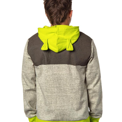 Sudadera con capucha y disfraz de Shrek de Bioworld con orejas 3D de trompeta en la capucha, color marrón, talla XXL