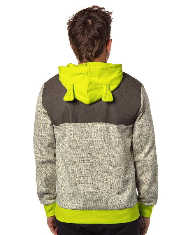 Sudadera con capucha y disfraz de Shrek de Bioworld con orejas 3D de trompeta en la capucha, color marrón, talla XXL