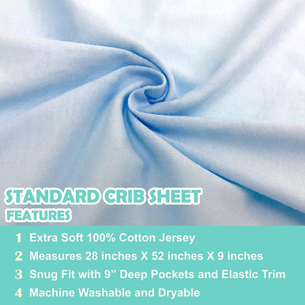 American Baby Company 3 Pack 100% Cotton Jersey Knit Fitted Crib Sheet for Standard Crib and Toddler Mattresses, Blue, for Boys and Girls