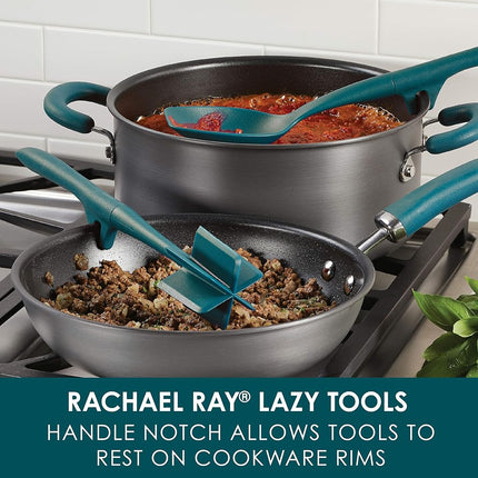 Rachael Ray Tools and Gadgets Set de 3 ustensiles de cuisine Lazy Crush & Chop, Flexi Turner et Scraping Spoon, Bleu sarcelle