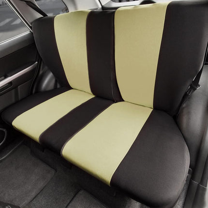 FH Group Back Seat Cloth Car Seat Covers - Universal Fit Rear Seat Covers for Cars with Rear Split Bench, Car Interior Accessories for SUV, Sedan, Van, Beige