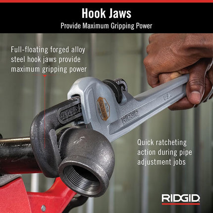RIDGID 31095 Model 814 Aluminum Straight Pipe Wrench, 14-inch Plumbing Wrench