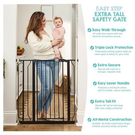 Regalo Deluxe Easy Step Extra Tall Gate, Black 13 Pounds