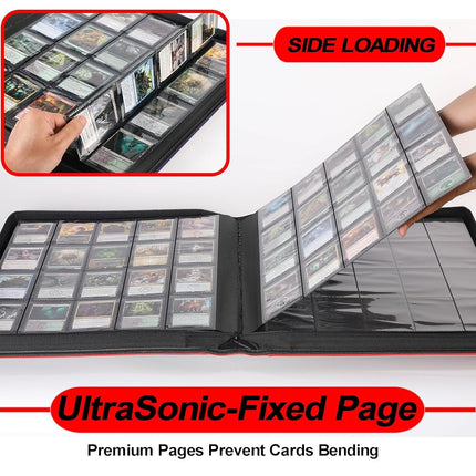 Premium 2000 Pocket Card Binder - 20 Pocket Trading Card Binder with Sleeves Fits 2000 Cards, Ringless Card Album for TCG - Model A，Classic Red