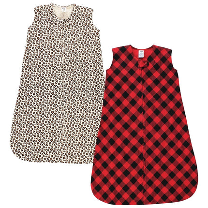 Hudson Baby Unisexo Bebé Térmico Sin Mangas Saco de Dormir 2pk, Estampado de Cuadros Búfalo y Leopardo, 18-24 Meses, Estampado de Cuadros Búfalo y Leopardo, 18-24 Meses