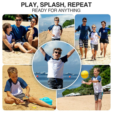 Kanu Surf Boys' Toddler Short Sleeve UPF 50+ Rashguard Swim Shirt, Contrast White, 4T
