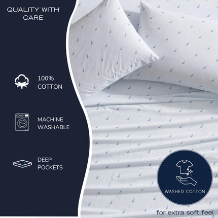 Nautica - Twin XL Sheets, Cotton Percale Bedding Set, Crisp & Cool, Lightweight & Breathable (Lobster Walk, Twin XL)