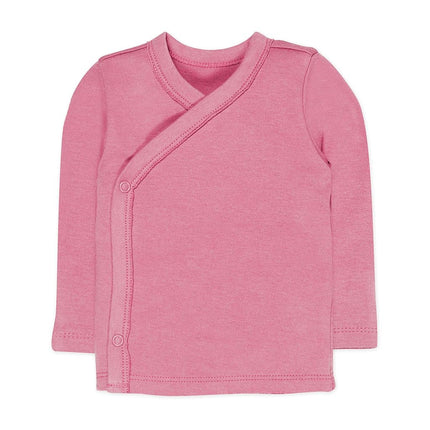 HonestBaby Baby 3-Pack Organic Cotton Long Sleeve Side-snap Kimono Tops, Pink Ombre, 3-6 Months
