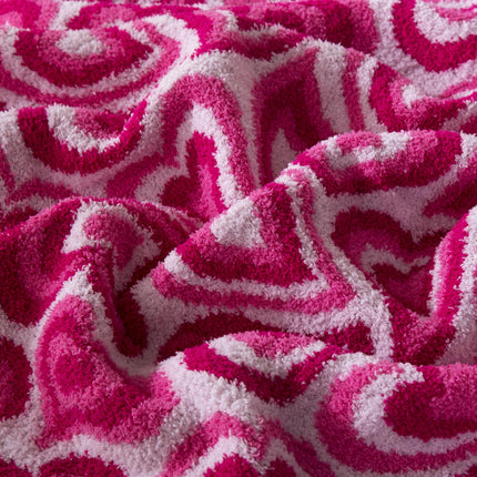 Elegant Comfort Valentine's Day Knit Throw Blanket, Pink Wild Hearts Super Soft Cozy Fluffy Warm Throw Blankets for Couch, Sofa, Chair, Bed, Camping, Picnic, Travel Lightweight Bed Blanket (50" x 70")