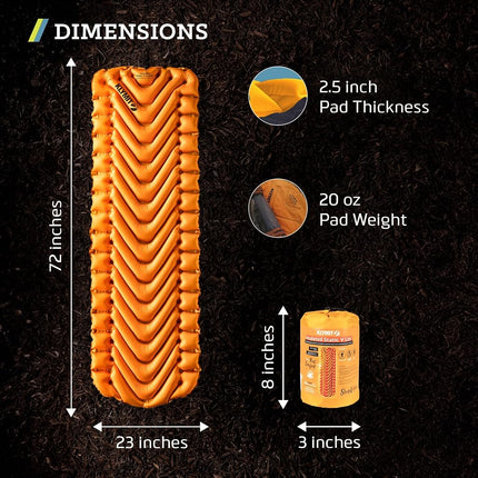 Klymit Unisex's, 06I2OR02CEU, Orange, Insulated Static V Lite Sleeping Pad, One Size