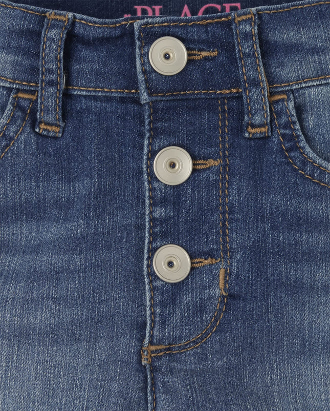 Denim Midi Shorts, Fray Cuff Josephine Wash, 8