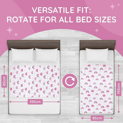 Potty Training Bed Pad, Waterproof Mattress Protector for 100% Night Time Protection|Rainbow|Lifesaver for Mattress Whilst Night Time Toilet Training|Easy to Wash & Dry|Fits Toddler & Single Size Bed