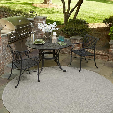 Unique Loom Collection Casual Transitional Solid Heathered Indoor/Outdoor Flatweave Area Rug (3' 3" Round, Light Gray/Ivory)