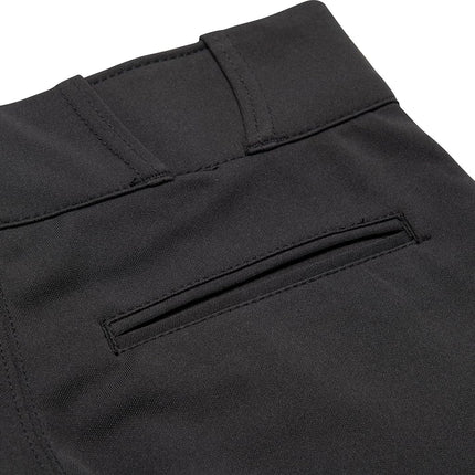 Champro Women's Tournament Low Rise Softball Pants with Side, Black, White Pipe, Small