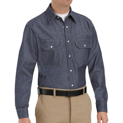 Red Kap Men's Western Deluxe Denim Shirt, Long Sleeve, M Tall