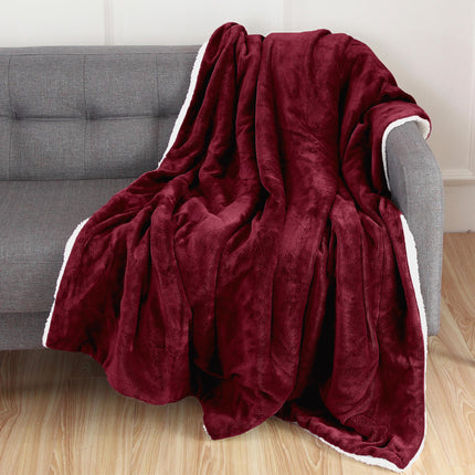 Elegant Comfort Reversible, Solid Sherpa Throw Bla